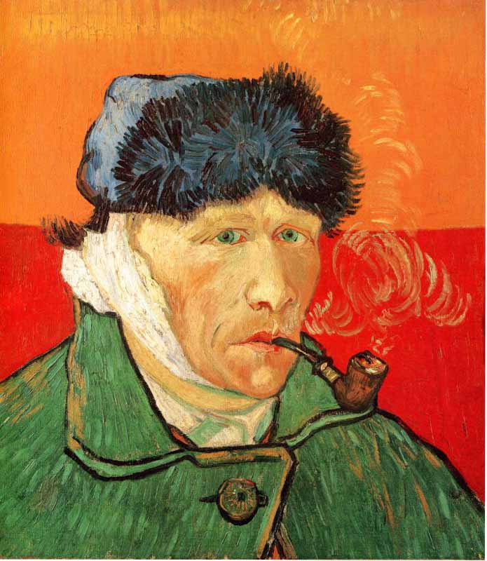 ゴッホ「包帯をしてパイプをくわえた自画像」